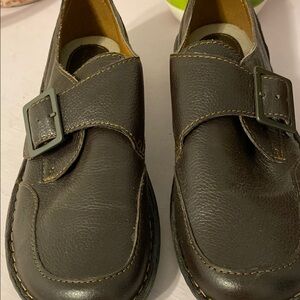 Cabela's Dark Brown Leather Buckle Loafers, leather has been conditioned